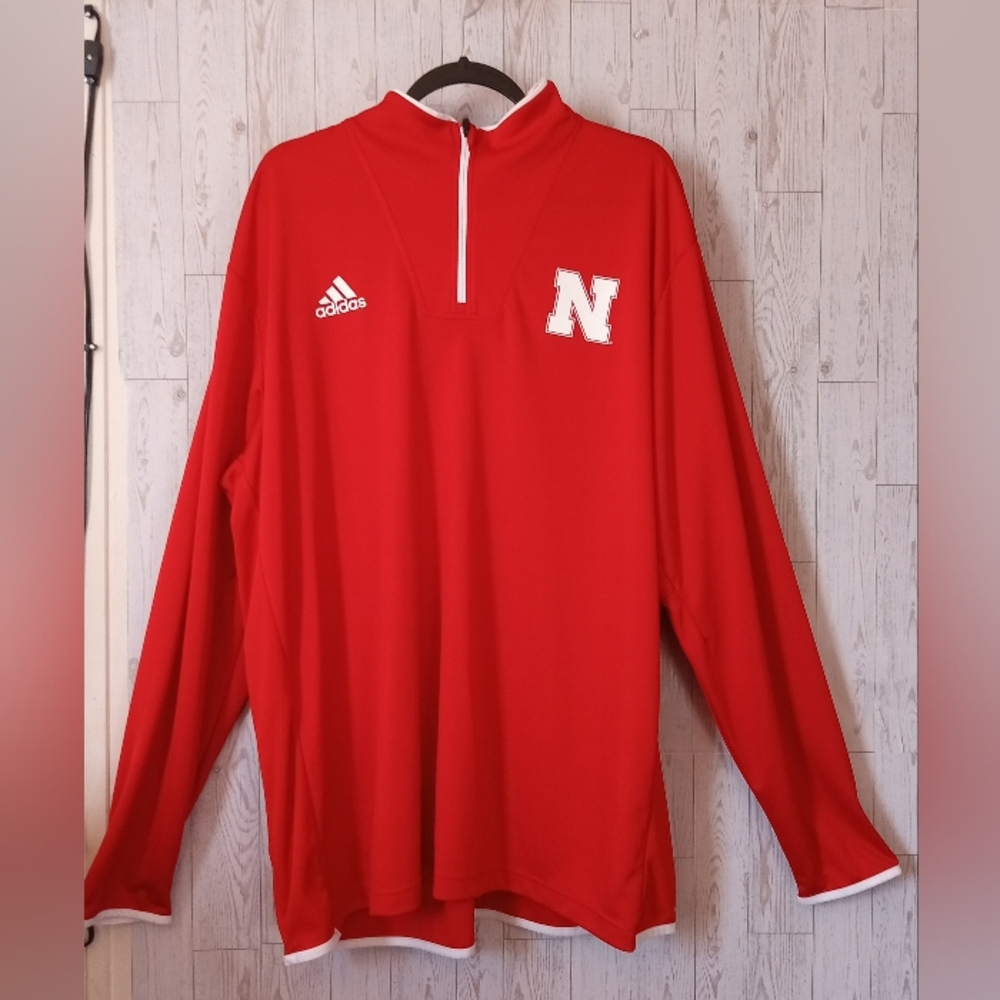 adidas climalite Nebraska 1/4 Zip Athletic Top Men's Size 2XL
